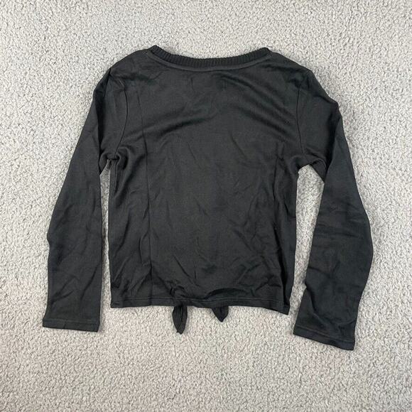 Simply Threads Girls 6 Black Simply The Softest Long Sleeve V-Neck Tie Front Tee - Picture 9 of 9